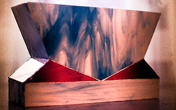 003 - Glass, copper, marble. 20 x 20 x 30 cm. Halogen light, 30 w.