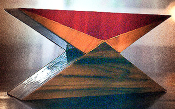 008 - Glass, copper, marble. 20 x 20 x 30 cm. Halogen light, 30 w.