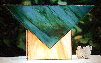018 - Glass, copper, marble. 20 x 20 x 30 cm. Halogen light, 30 w.